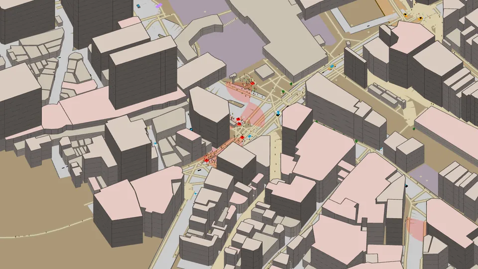 Rogue Crew tactical view of Shibuya with enemies, civilians, and traffic
